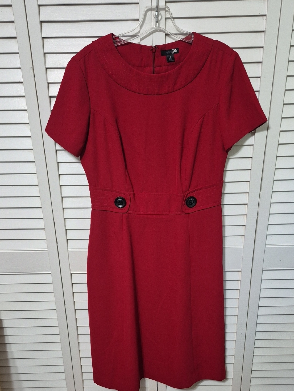 Ann Taylor Crimson Red Short-Sleeve Midi Dress